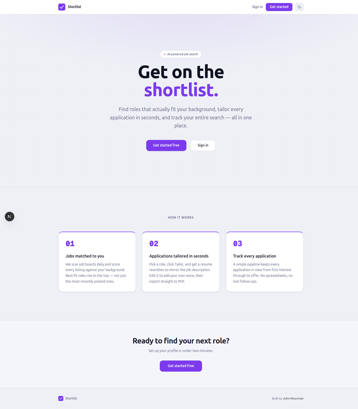 The landing page on Day 6 vs. the final version