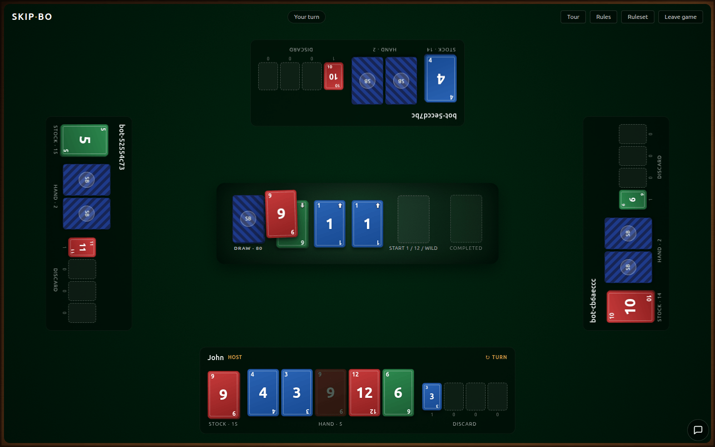 Mid-drag: a card held above a build pile, target highlighted